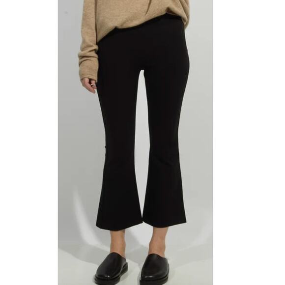 Dusan Pants - DUSAN Viscose Blend Cropped Flared Pants in Black Size Small